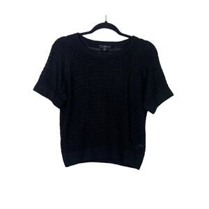 Eloquii Knit Crop Top Short Sleeve Ribbed Hem and Cuffs Round Neck 14 16 Black